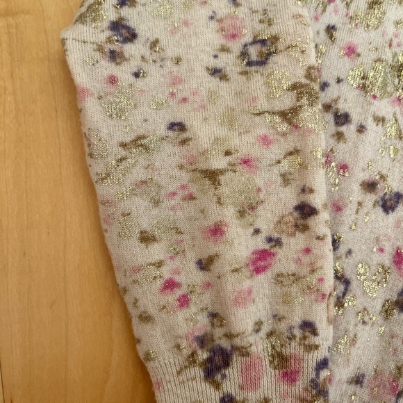 J. Crew Floral Patterned Cardigan Gold Embellished - Picture 3 of 6